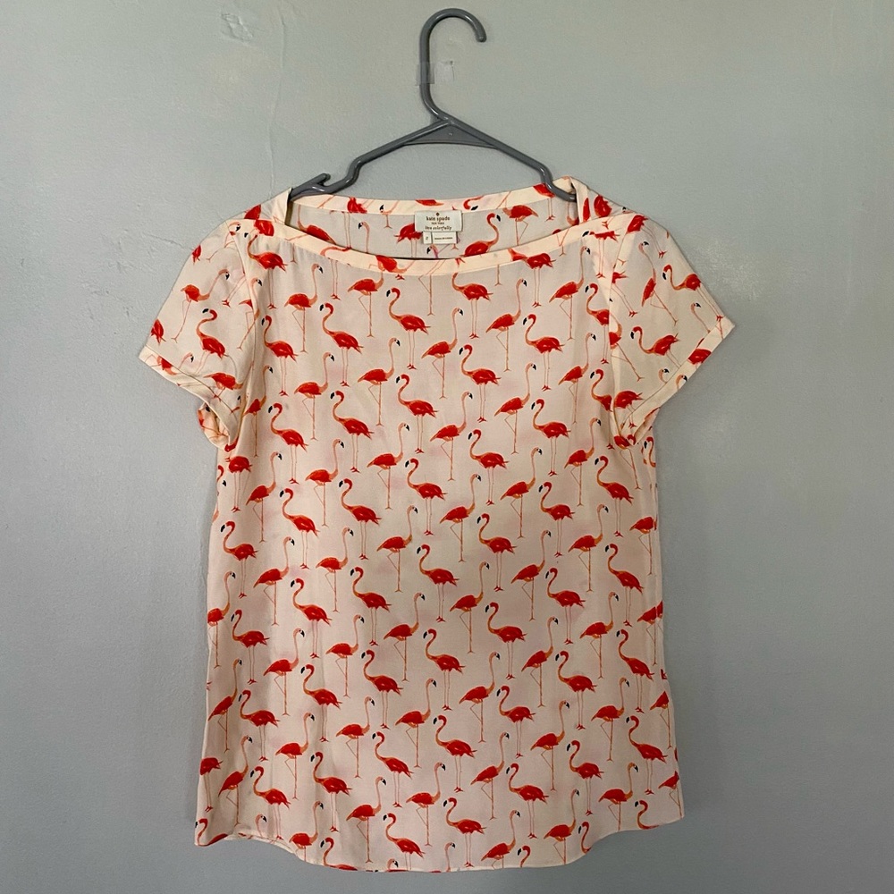 Kate Spade Pink Flamingo Bird Blouse